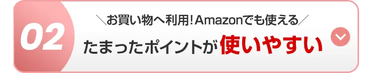 お買い物へ利用! Amazon でも使える/
02 たまったポイントが使いやすい